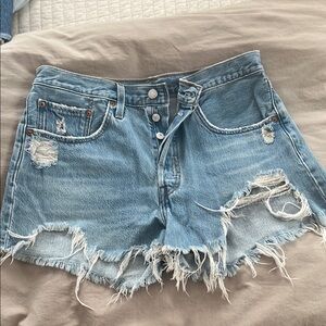 Levi's Blue Distressed Jean Shorts
